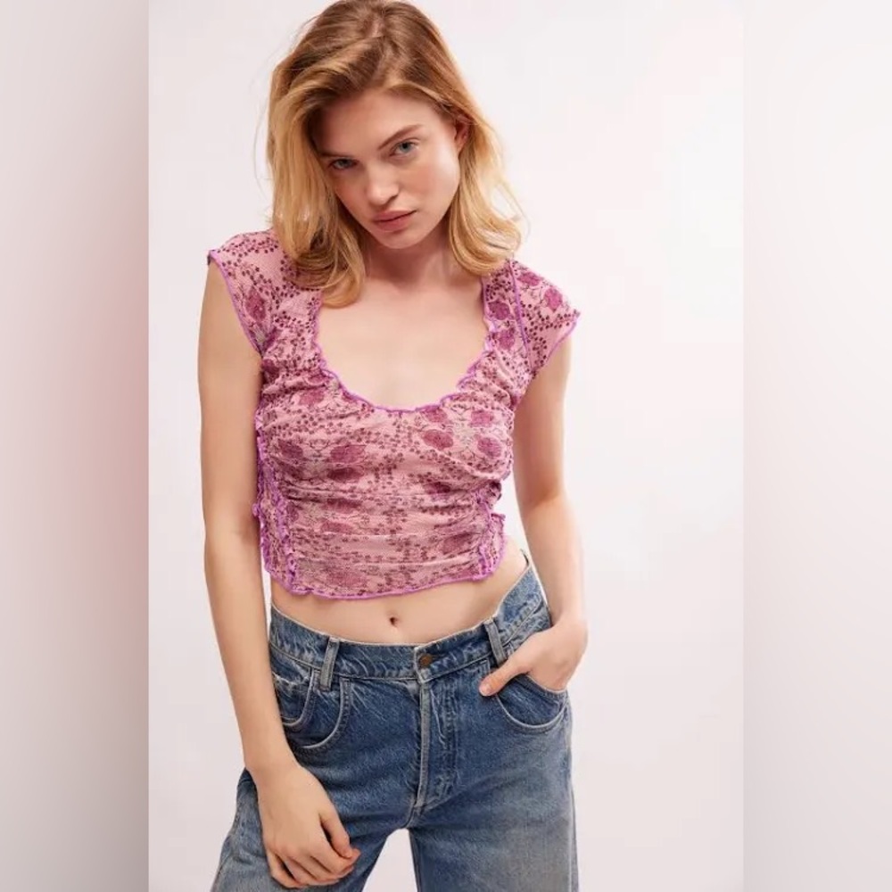 FREE PEOPLE Oh My Baby Tee in Lilac Combo